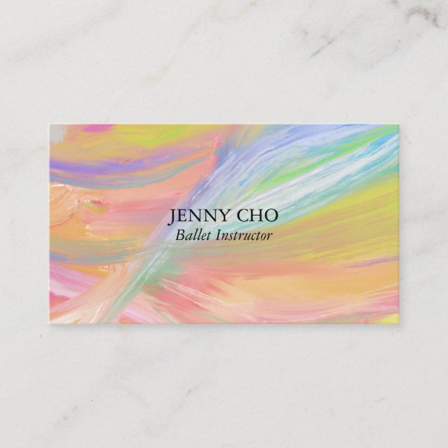 Minimalist rainbow painting textured business card (Front)