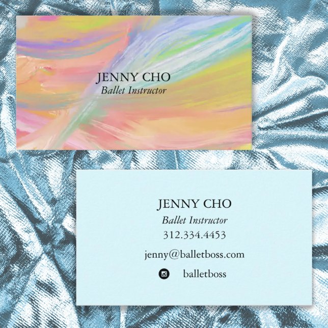Minimalist Rainbow Painting Textured Colorful Chic Business Card (Creator Uploaded)