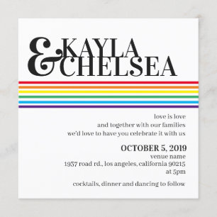Minimalist Rainbow Wedding Invitation