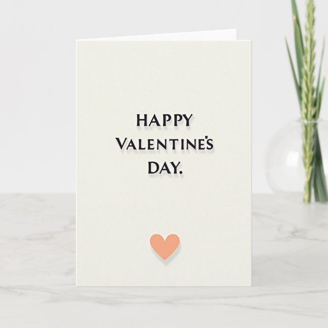 Minimalist Raised Heart Valentines Card (Front)