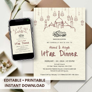 Minimalist Ramadan Kareem Iftar Dinner Invitation