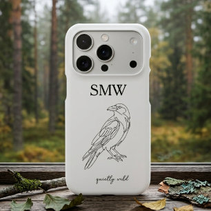 Minimalist Raven Line Art Nordic Style Gift iPhone 17 Pro Case