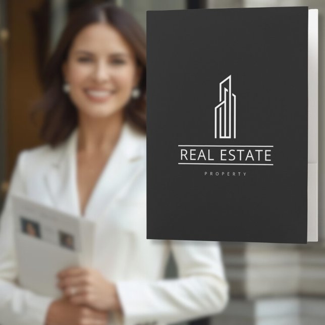 Minimalist Real Estate Logo QR code Black Folder (Minimalist Real Estate Logo QR code Black Folder)