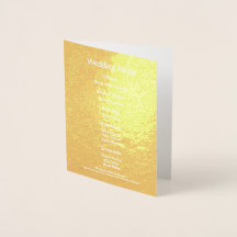 Minimalist Real Gold Foil Elegant Wedding Program