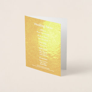 Minimalist Real Gold Foil Elegant Wedding Program