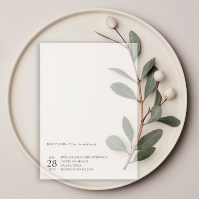 Minimalist Real Vellum Overlay Black Wedding Invitations (Creator Uploaded)