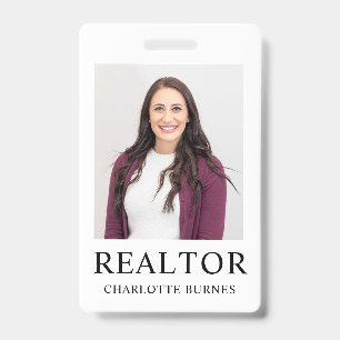 Minimalist Realtor Photo Badge ID Card