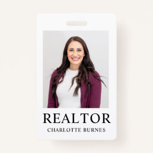 Minimalist Realtor Photo Badge ID Card
