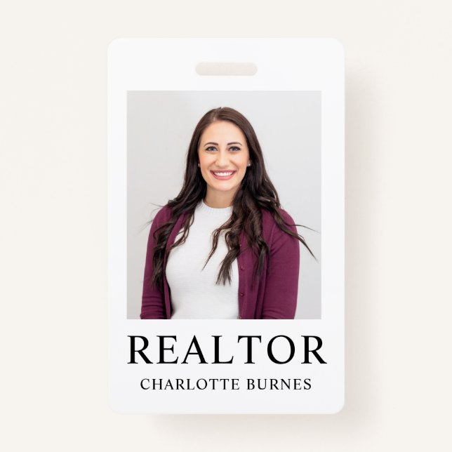 Minimalist Realtor Photo Badge ID Card (Front)