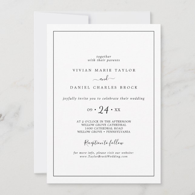 Minimalist Reception Wedding Invitation (Front)