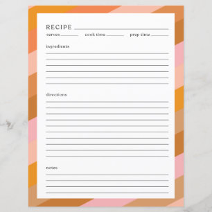 Minimalist Recipe Page Letter Size Colorful Retro