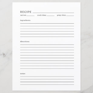 Personalized Recipe Paper, Zazzle
