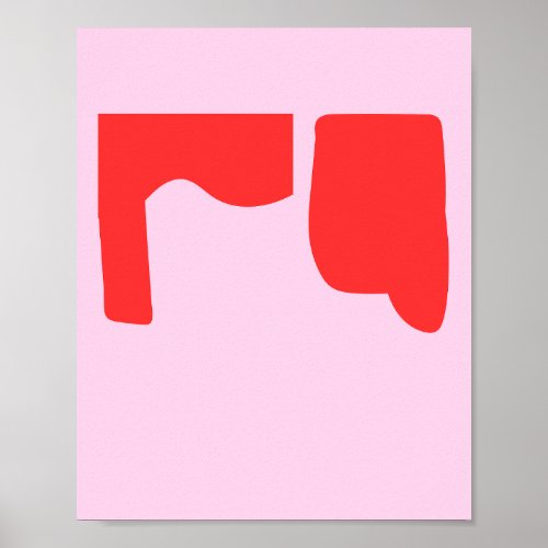 Minimalist Red Abstract Shapes Pink Poster