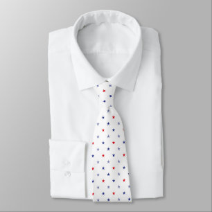 Minimalist Red and Blue Small Stars Pattern Neck Tie