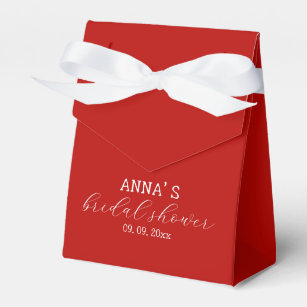 Minimalist Red and White Bridal Shower  Favor Boxes
