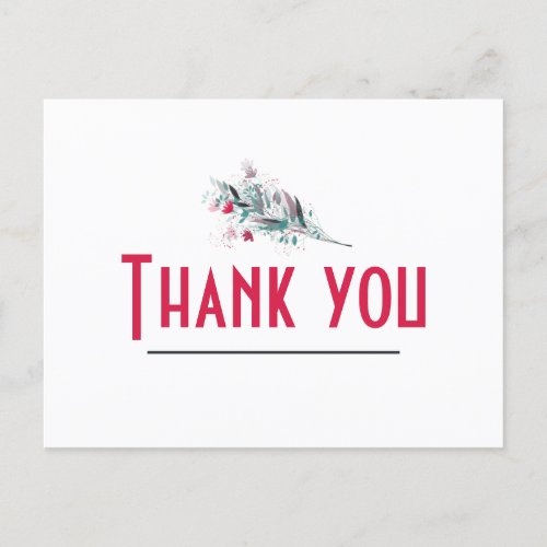 Minimalist Red and White Floral Thank you Card