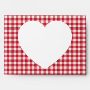 Minimalist Red and white Gingham Christmas Holiday Envelope