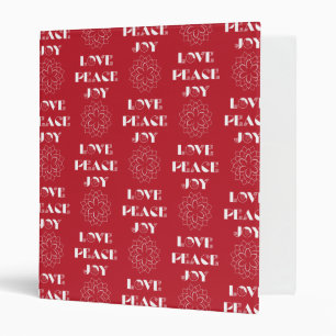 Minimalist Red and White Love, Peace, Joy Binder