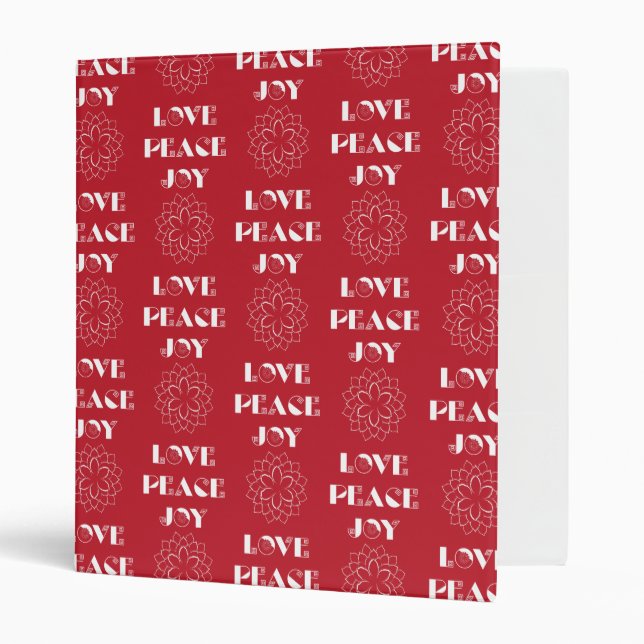 Minimalist Red and White Love, Peace, Joy Binder (Front/Inside)