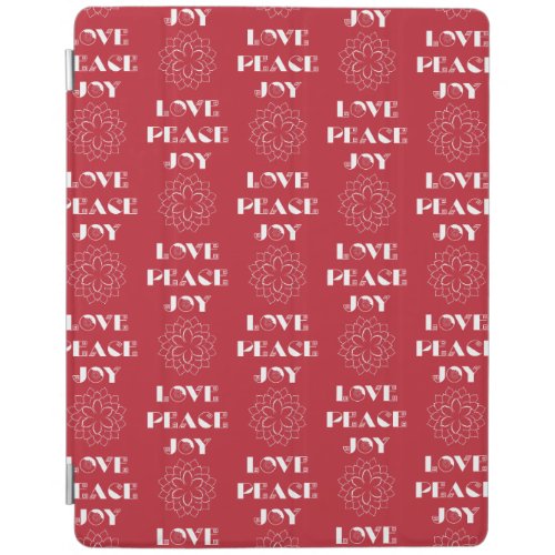 Minimalist Red and White Love Peace Joy iPad Smart Cover