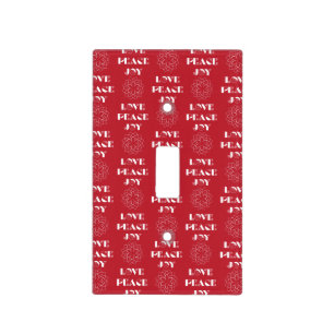Minimalist Red and White Love, Peace, Joy Light Switch Cover