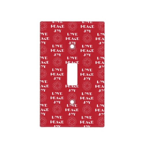 Minimalist Red and White Love Peace Joy Light Switch Cover