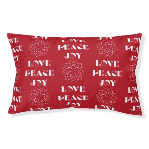 Minimalist Red and White Love Peace Joy Pet Bed
