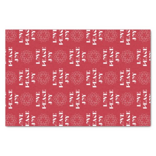 Minimalist Red and White Love Peace Joy Tissue Paper