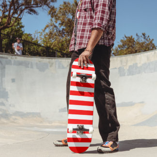 Minimalist Red and White Stripe Skateboard Deck