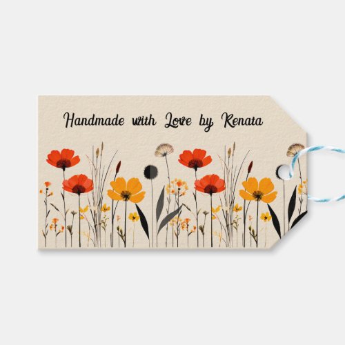 Minimalist Red and Yellow Wildflowers Gift Tags
