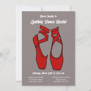 Minimalist Red Ballet Dance Recital Invitation