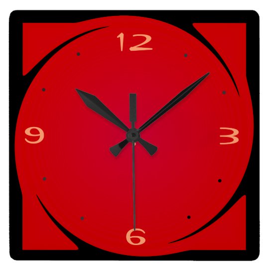 Minimalist Red Black Design Kitchen Clock Zazzle Minimalist Red Black Design Kitchen Clock