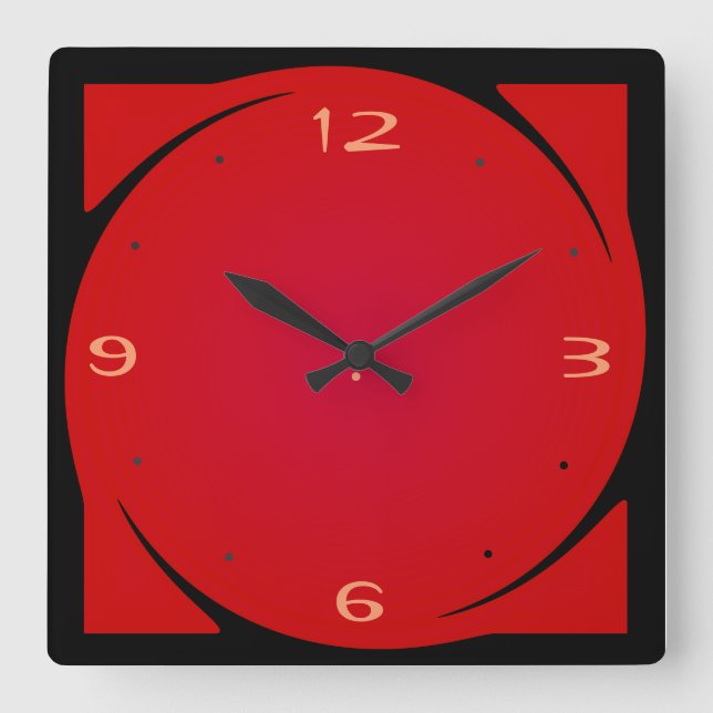 Minimalist Red Black Design>Kitchen Clock (Front)