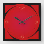 Minimalist Red Black Design&gt;kitchen Clock at Zazzle