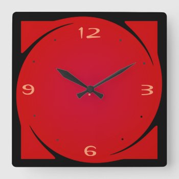 Minimalist Red Black Design>kitchen Clock by orientcourt at Zazzle