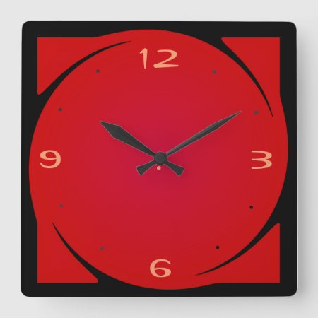 Minimalist Red Black Design>kitchen Clock
