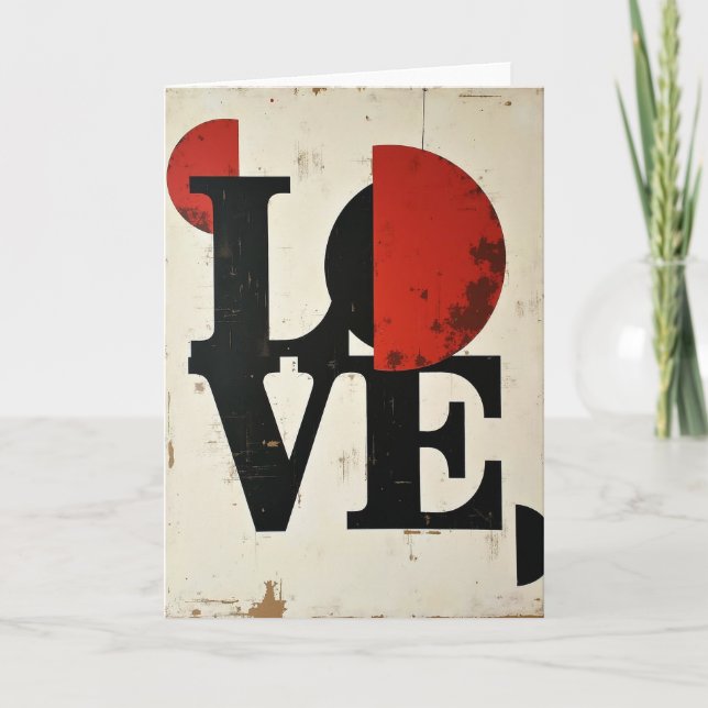 Minimalist Red Black Love Art Card (Front)