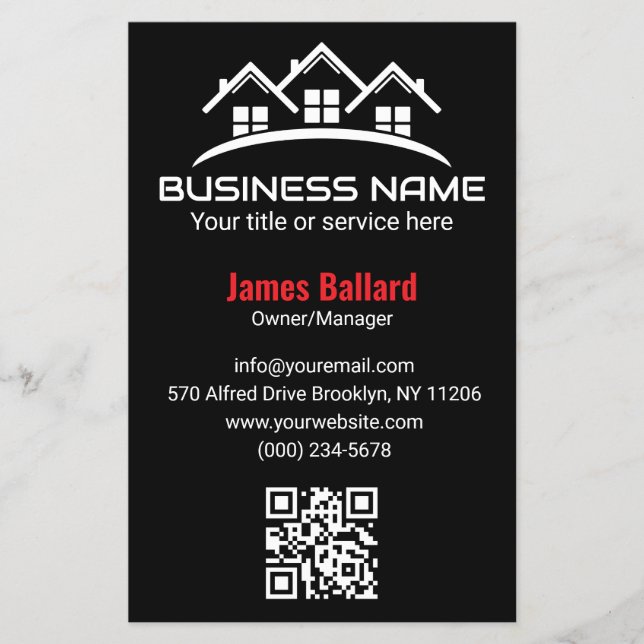 Minimalist Red Black Property Logo Professional Flyer (Front)