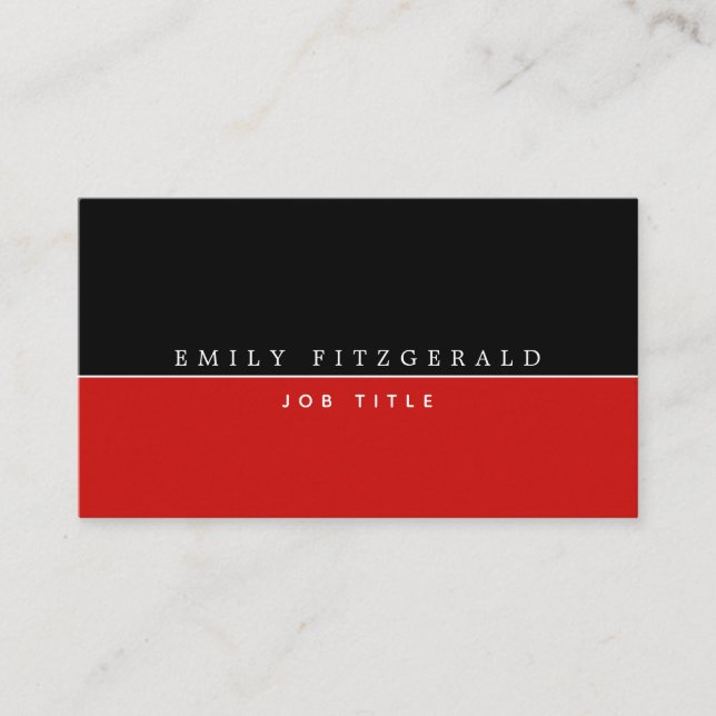 Minimalist Red & Black/White Typography Business Card (Front)