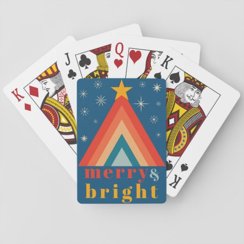 Minimalist Red  Blue Retro Groovy Christmas Playing Cards