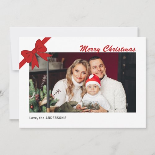Minimalist Red Bow Christmas Holiday Card