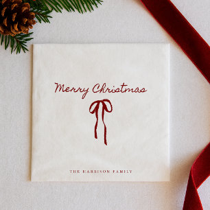 Minimalist Red Bow Festive Napkins