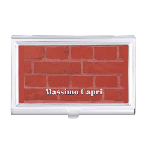 Minimalist Red Bricks Elegant Own Name Bold Text Business Card Case