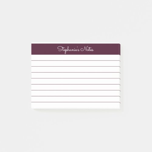 Minimalist Red Brown Lined Personalized Post_it Notes