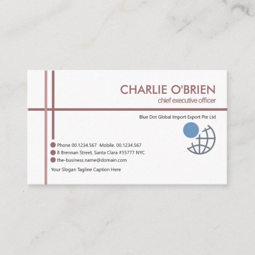 Minimalist Red Crisscross Lines Import Export Business Card