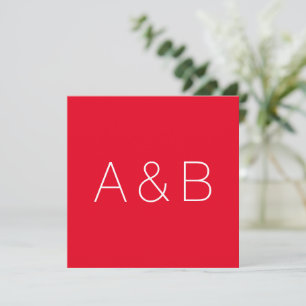 Minimalist red custom couple initials Valentine’s Thank You Card