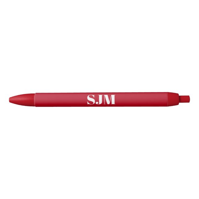Minimalist red custom monogram initials name pen (Front)