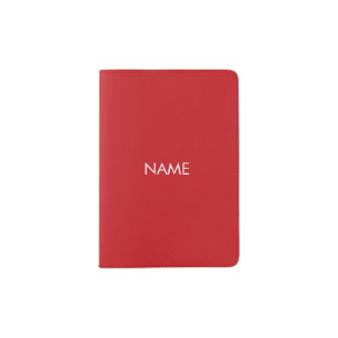 Minimalist red custom name monogram passport holder