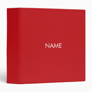 Minimalist red custom name text monogram 3 ring binder
