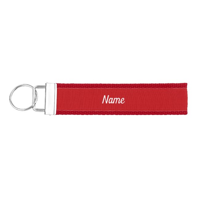 Minimalist red custom name text monogram  wrist keychain (Keys on Left)